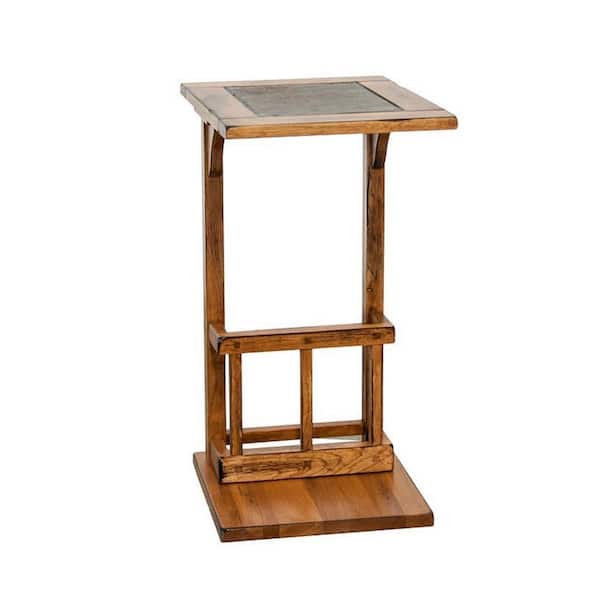 Benjara 15 in. Brown Rectangle Wood End Table with Magazine Rack