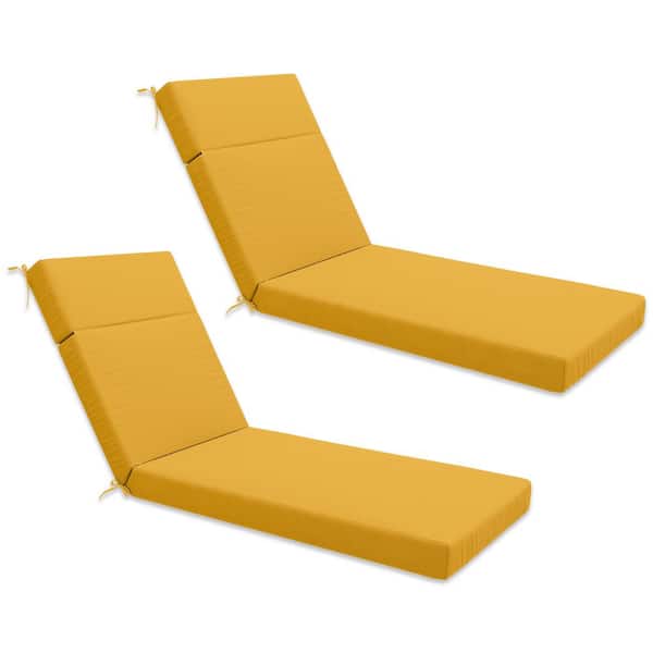 80 in. x 26 in. x 4 in. ( 2-Pack ) Outdoor Water-Resistant Replacement Chaise Lounge Seat Cushion Yellow