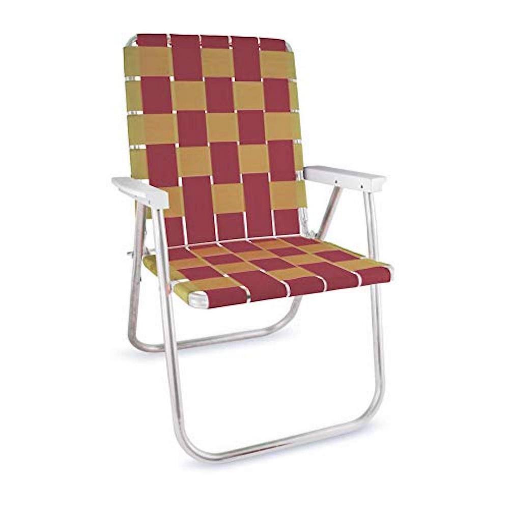 Durable Burgundy And Gold Aluminum Lightweight Stackable Folding Lawn Chair