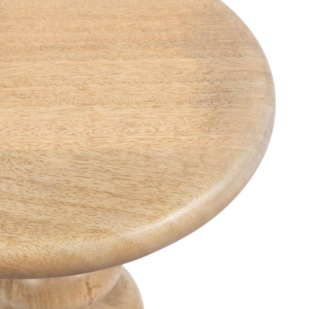 Natural Mango Wood Round Accent Table with Turned Base