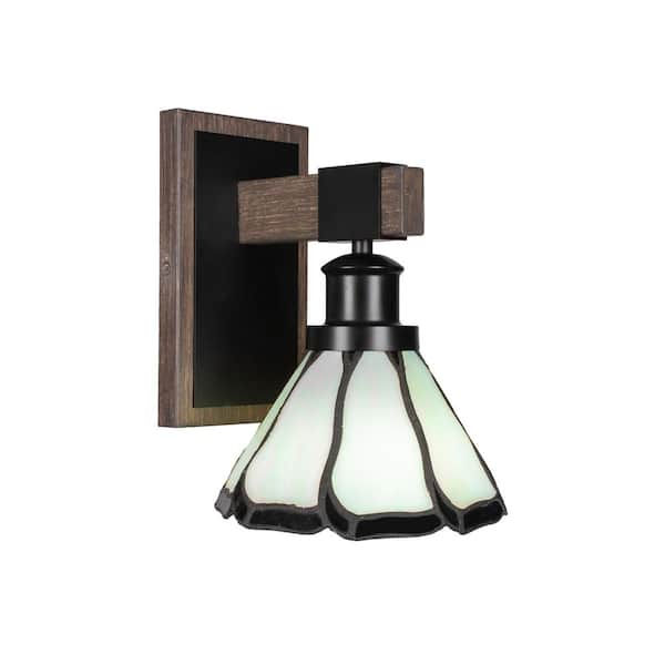 Unbranded Richmond 1-Light Matte Black and Painted Distressed Wood-look Metal Wall Sconce