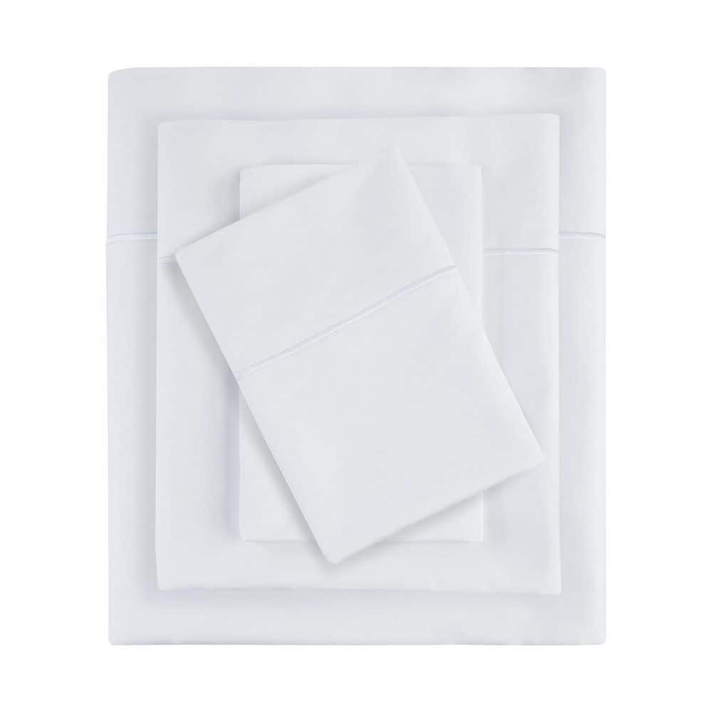 King White Solid Cotton Sheet Set