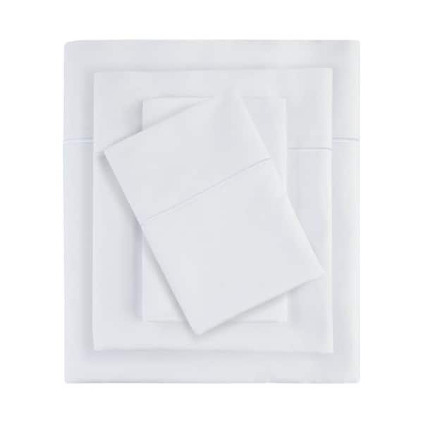 Madison Park 600 Thread Count 4-Piece White Cotton Queen Pima Sateen Sheet Set