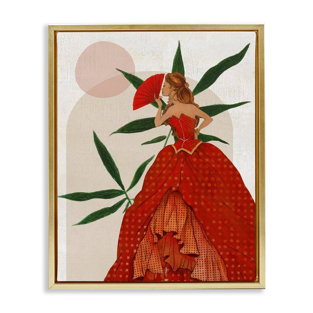 Modern Ball Gown Woman by Janet Tava Gold Floater Frame People Graphic Art Print 31 in. x 25 in. price history on PriceWatchPro