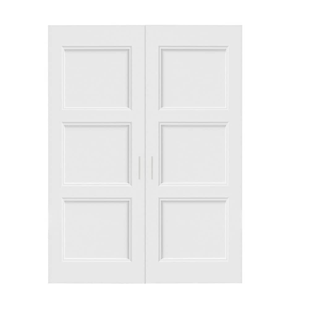 ARK DESIGN 60 in. x 80 in. (Double 30 in.) French Door 3-Panel Painted ...