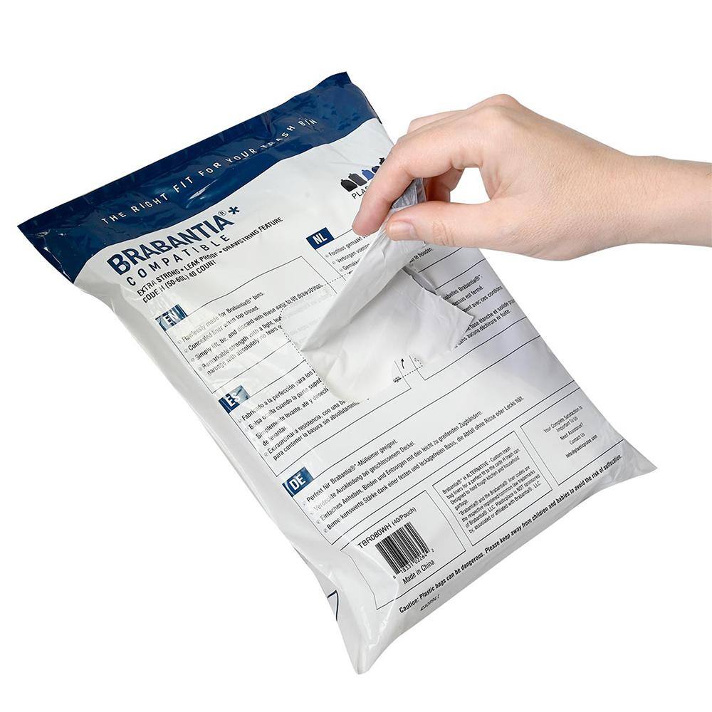 White 16 Gallon Drawstring Trash Bags, 40 Count