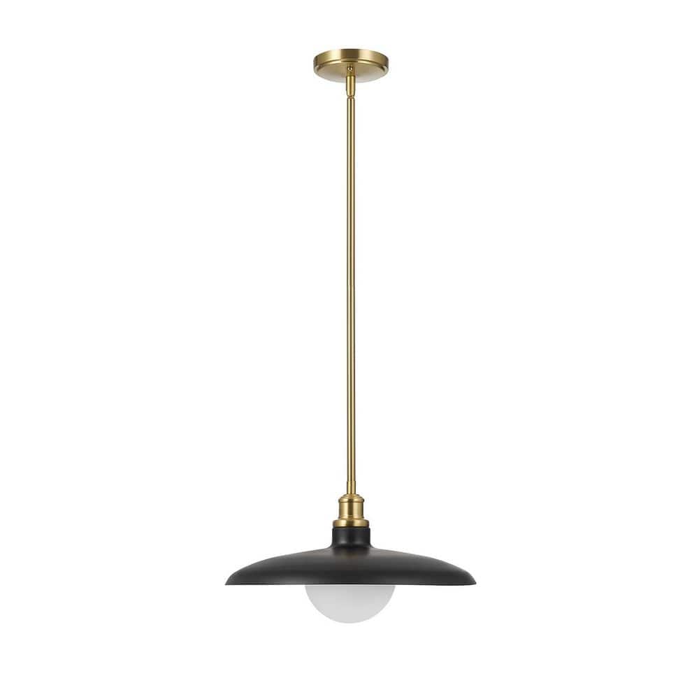 Soren 60-Watt 1 Light Matte Black and Brass Pendant Light with Removeable Etched Glass Inner Shade, No Bulbs Included price history on PriceWatchPro
