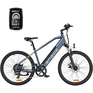 26 in. Electric Commuter Bikes w/500-Watt Powerful Motor, 48-Volt 13.6Ah Removable Battery, Shimano 7-Speed Gear, Blue