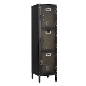 Industrial Metal Locker 3 Tiers Shelves, Industrial Slim Lockers 3 Doors in 13.8"D x 12"W x 47.3"H