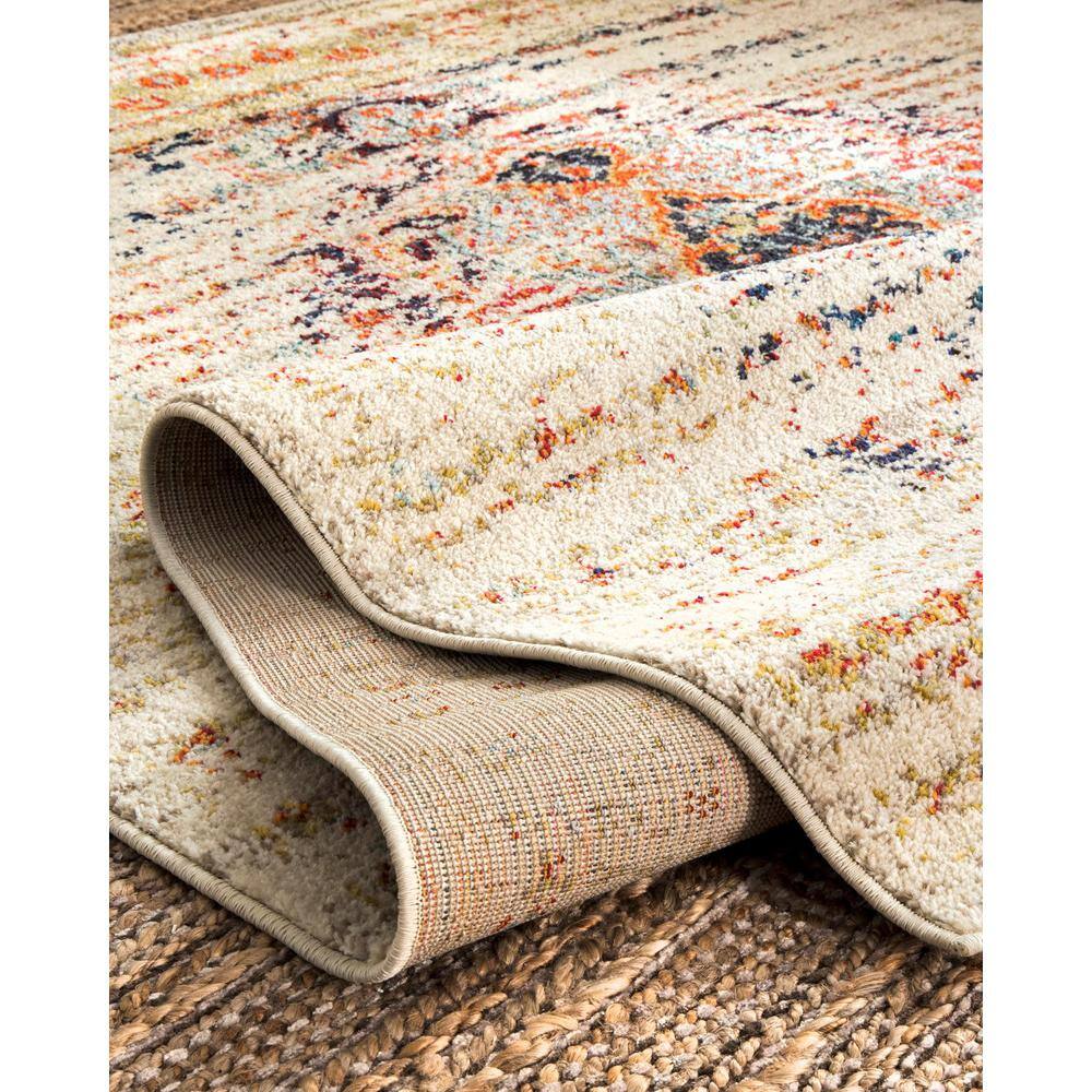 Sarita Beige Synthetic Rectangular Runner Rug 2'6" x 10'
