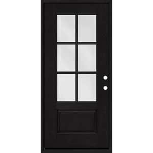 Regency 32 in. x 80 in. 3/4-6 Lite Clear Glass LHIS Onyx Stain Fiberglass Prehung Front Door
