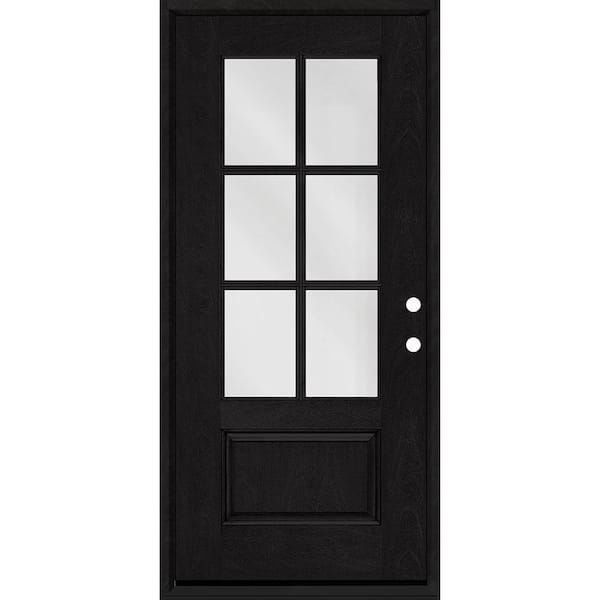 Regency 32 in. x 80 in. 3/4-6 Lite Clear Glass LHIS Onyx Stain Fiberglass Prehung Front Door