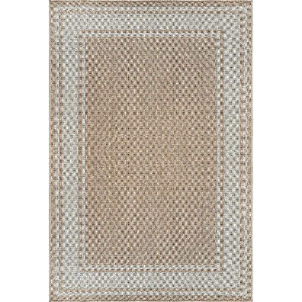 Beverly Rug Essence Beige/White 10 x 14 ft. Bordered Easy to Clean ...