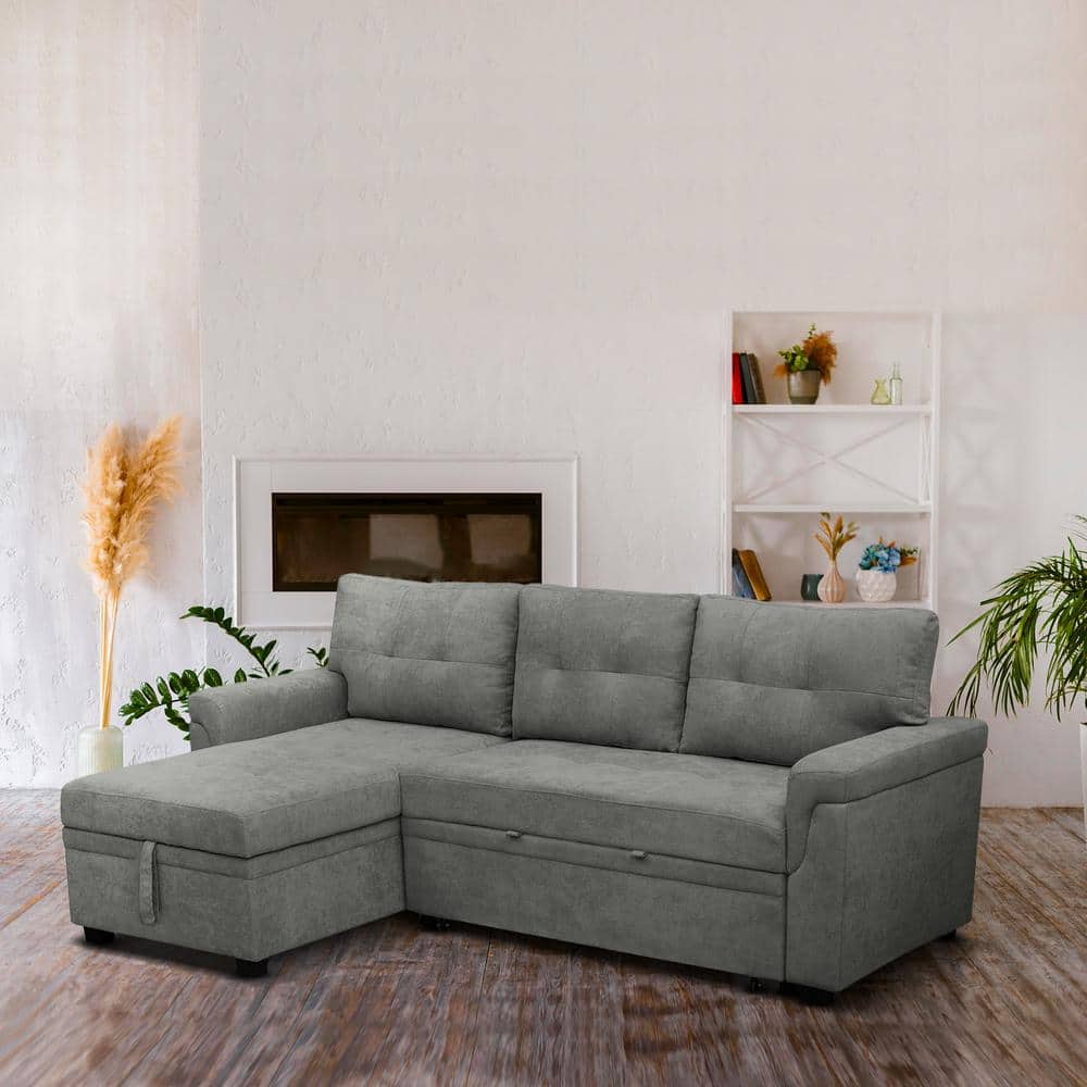 Gray Velvet L-Shaped Sectional Sofa - rated 3 stars from 69 reviews