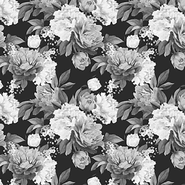 Simplify Black and White Floral Adhesive Wall Paper 3004-BW - The Home Depot