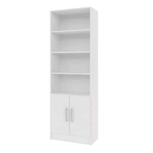 71.85 in. White Faux Wood 6-shelf Accent Bookcase with Doors
