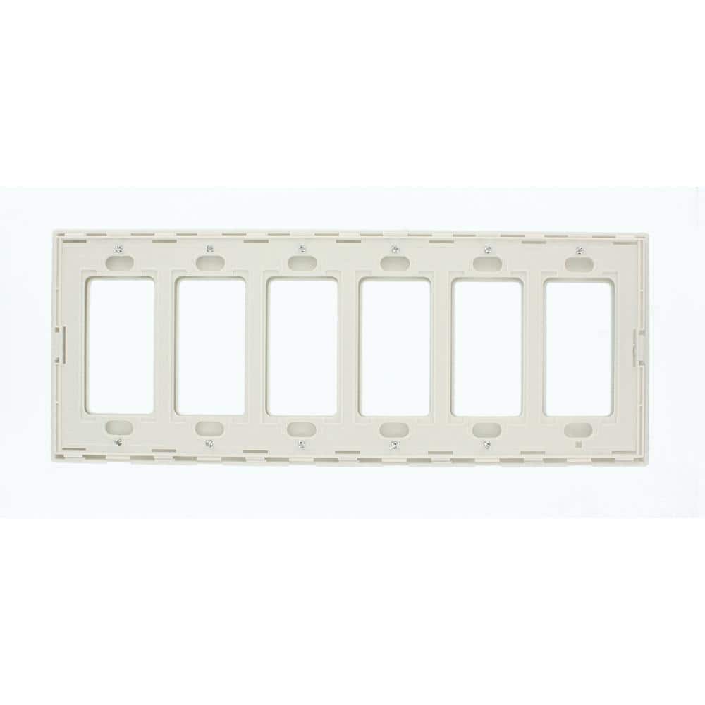 White Screwless 6-Gang Decora Wallplate