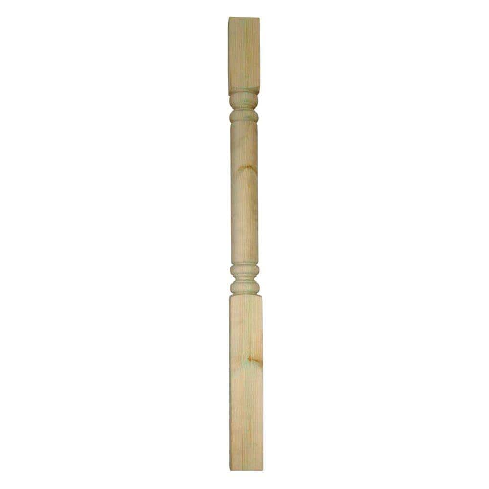 Pressure-Treated 4 in. x 4 in. x 4-1/2 ft. Turned Finial Ready White ...