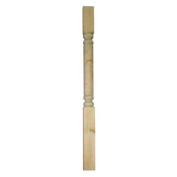 Unbranded Pressure-Treated 4 in. x 4 in. x 4-1/2 ft. Turned Finial Ready White Fir Deck Post