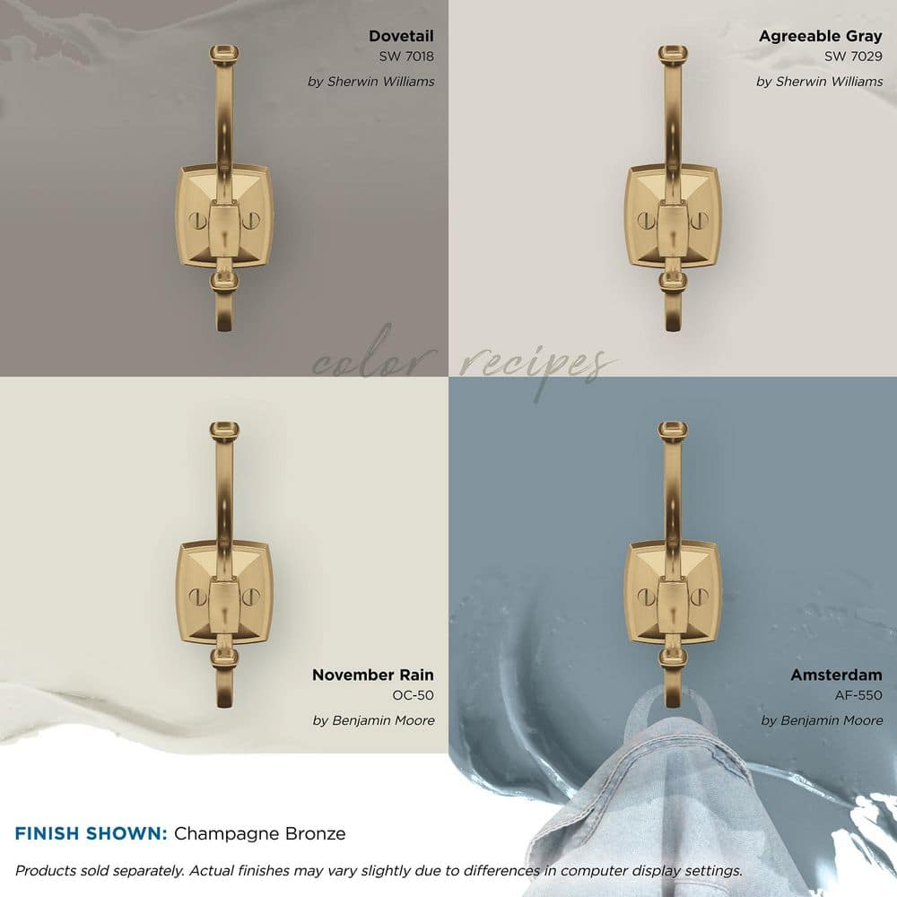 Champagne Bronze Double Prong Decorative Wall Hook