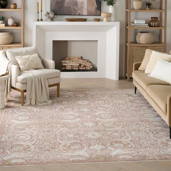 Heirloom Blend Brick 8 ft. x 10 ft. Medallion Traditional Area Rug
