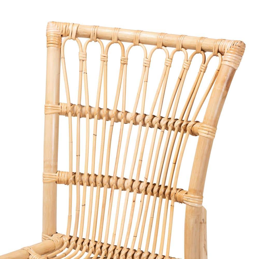 Natural Brown Rattan Cane Low Back Side Chair