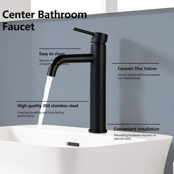 Modern Luxurious Single Handle Single Hole Bathroom Sink Faucet Bathroom Faucet with Handle in Matte Black