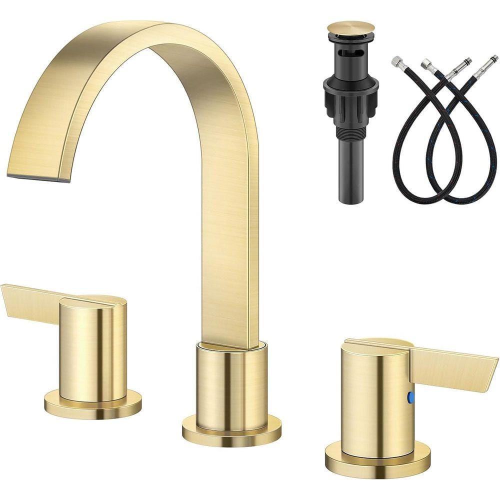 8 in. Widespread Double Handle Bathroom Faucet in Brushed Gold (1-Pack) price history on PriceWatchPro