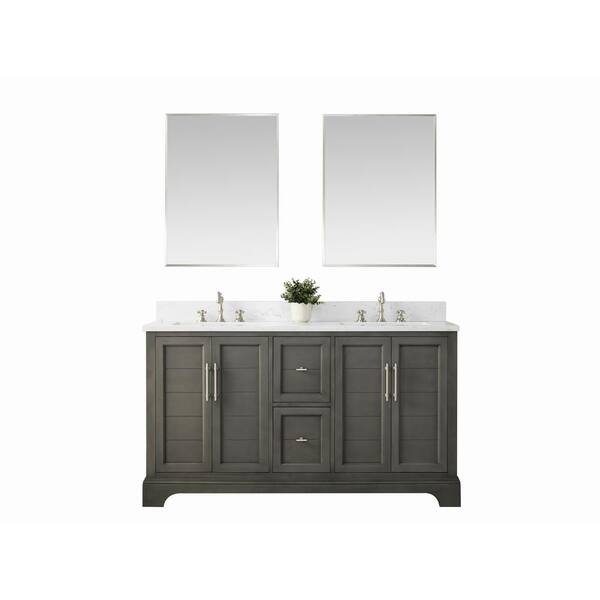 Vanity Art Laval 60 in. W x 22 in. D x 34 in. H Bath Vanity in Silver Gray with Engineered ...