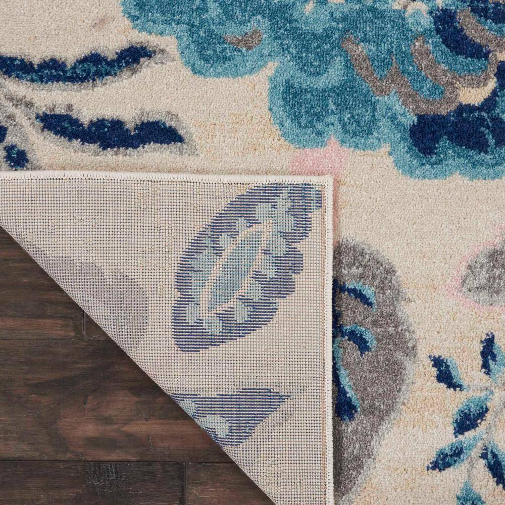 Elegant Ivory and Light Blue Floral 8' x 10' Synthetic Area Rug