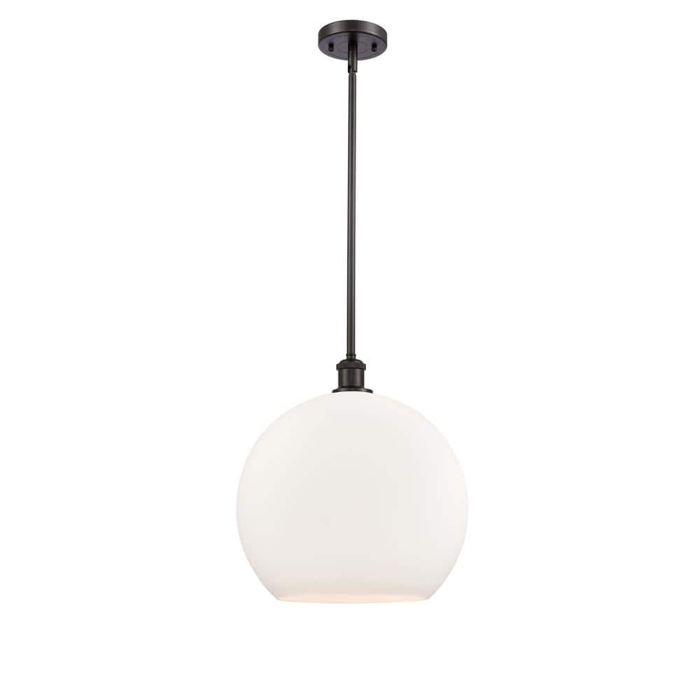 Innovations Athens 1-Light Oil Rubbed Bronze Globe Pendant Light with Matte White Glass Shade