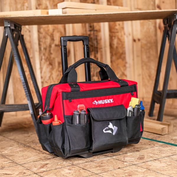 Husky 18 in. Rolling Tool Bag with 18 in. and 12 in. Tool Bags
