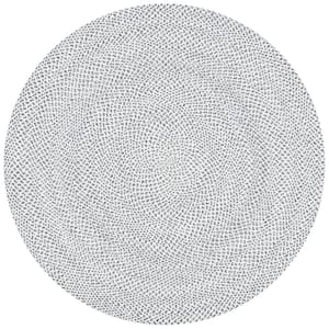 Braided Gray/Ivory 10 ft. x 10 ft. Round Solid Area Rug
