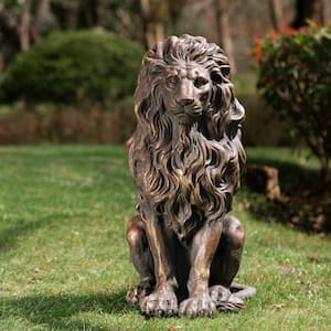 20.75 in. H MGO Guardian Sitting Lion Garden Statue