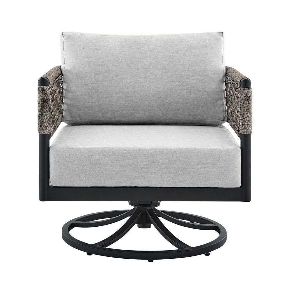 Felicia Gray Aluminum Outdoor Swivel Rocking Chair with Cushions
