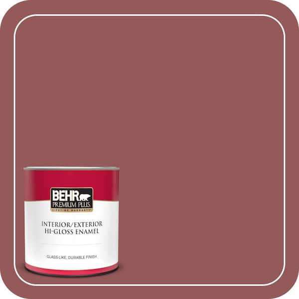 BEHR PREMIUM PLUS 1 qt. #150F-6 Gallery Red Hi-Gloss Enamel Interior/Exterior Paint & Primer