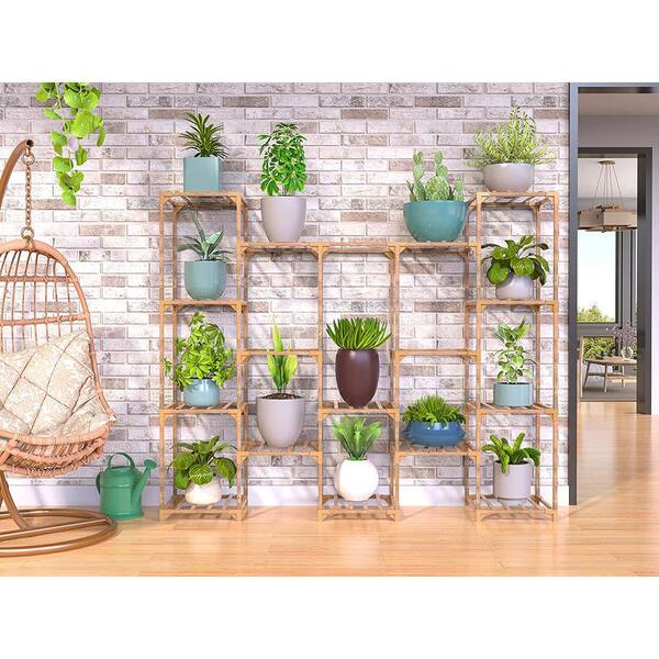 Wooden Double Layer Rack Desk Storage Organizer, Foldable 2-Tier Ladder  Shelves, Durable Shelf Flower Pot Seasoning Racks, Sundries Shelf, Home  Decor