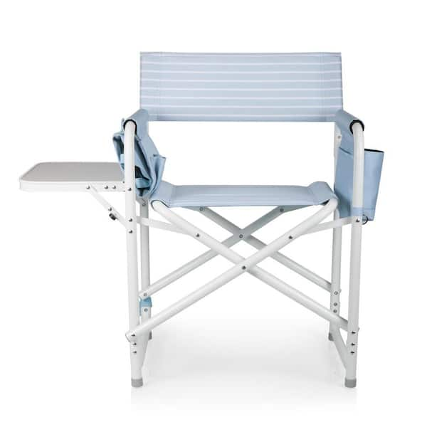 Picnic Time Mod Denim Stripe Outdoor Directors Folding Chair 810