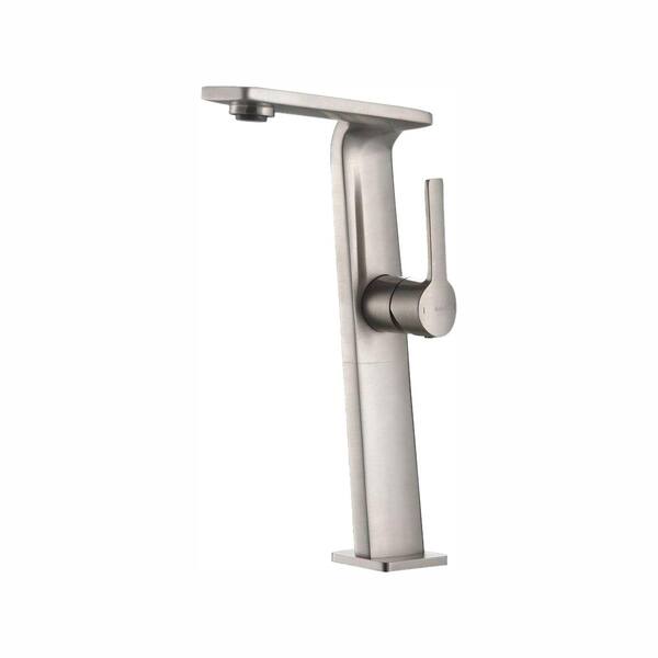 KRAUS Novus Single Hole Single-Handle High-Arc Vessel Bathroom Faucet in Brushed Nickel