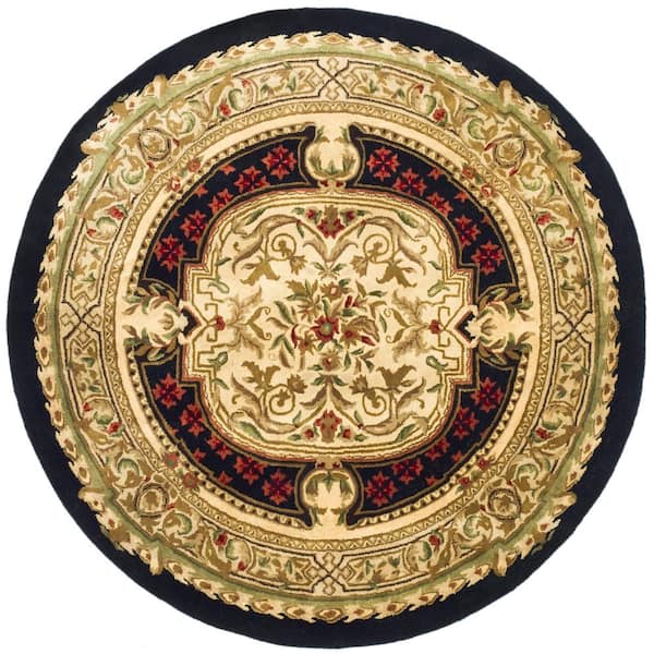 SAFAVIEH Classic Black 8 ft. x 8 ft. Round Border Area Rug