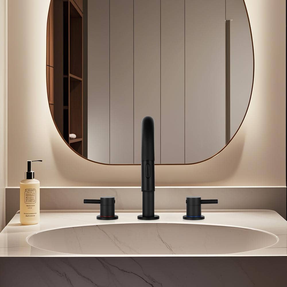 Matte Black Stainless Steel 8-Inch Widespread Bathroom Faucet