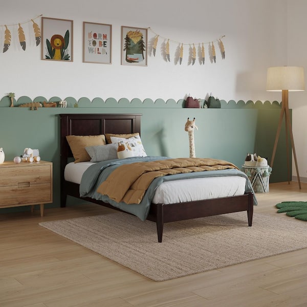 AFI Charlotte Brown Solid Wood Frame Twin Low Profile Platform Bed