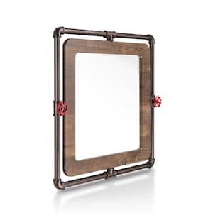 Maloni 28.53 in. W x 27.55 in. H Rectangle Wood Brown Wall Mirror