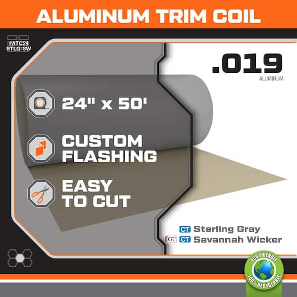 24 in. x 50 ft. Sterling Gray/Savannah Wicker Aluminum Trim Coil
