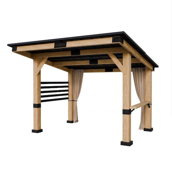 12 ft. x 10 ft. Cedar Wood Outdoor Patio Hardtop Gazebo with Galvanized Steel Roof