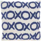 Life Styles Blue Ink Tufted XOXO 18 Square Throw Pillow - #838R4