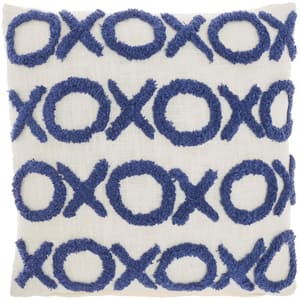 Lifestyles Blue Ink Geometric 18 in. x 18 in. Throw Pillow