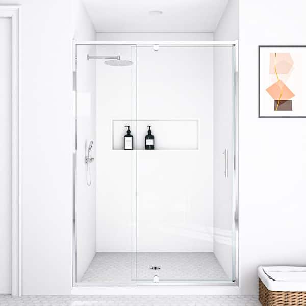 mortix 38 to 42 in. W x 71 in. H Pivot Frame Shower Door in Chrome Finish with SGCC Certified Clear Glass
