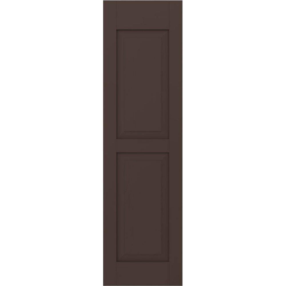 12 in. W x 51 in. H Americraft 2-Equal Raised Panel Exterior Real Wood Shutters Pair in Raisin Brown price history on PriceWatchPro