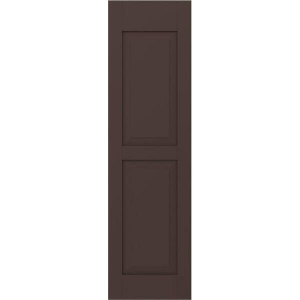 Ekena Millwork 18 in. W x 70 in. H Americraft 2-Equal Raised Panel Exterior Real Wood Shutters Pair in Raisin Brown